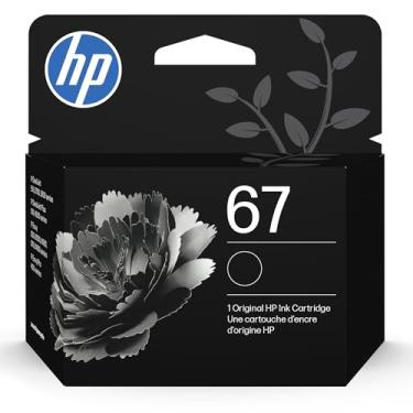 Imagem de HP 67 impressoras de cartucho de tinta preta | Funciona com DeskJet 1255, 2700, 4100 e Envy 6000, série 6400, elegível para tinta instantânea, 3YM56AN, pacote com 24