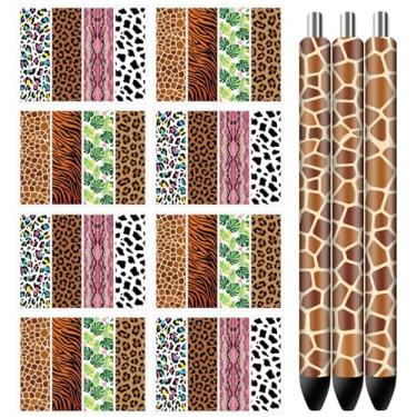 Imagem de CRASPIRE 48 peças UV DTF caneta wrap transfer decalque 8 estilos estampa leopardo tartaruga folha animal textura HD impressão impermeável adesivos de papel revestido para lápis em branco personalizado