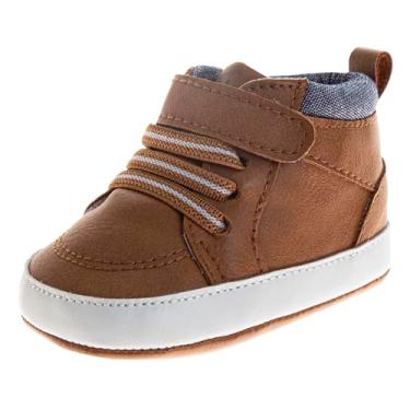 Imagem de Josmo Tênis unissex para bebês meninos e meninas – Sapatos infantis sem cadarço para primeira caminhada, tênis casual infantil (tamanho 2-4 infantil), Bronzeado, 16
