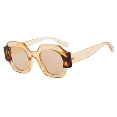 Imagem de VFDHN Óculos de Sol Feminino Fashion Polygon Bicolor Vintage Laranja Degradê UV400 Masculino Punk (13160-C5)