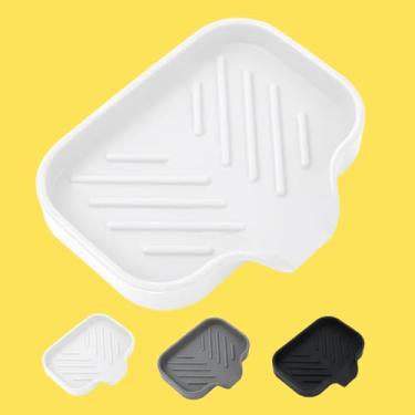 Imagem de Saboneteiras de silicone para banheiro com bico de drenagem - organizador de pia de banheiro e cozinha, suporte de esponja, bandeja de sabonete, perfeito para dispensador, esfregão, garrafa, copo na