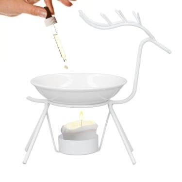 Imagem de Brrnoo Queimador de Aromaterapia de Ferro, Castiçal de Metal Com Difusor de óleo Essencial, Aquecedor de Cera de Cerâmica para Decoração de Escritório Doméstico Estilo Vintage