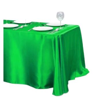 Imagem de Toalha de mesa de cetim de cor sólida, sobreposição, toalha de mesa, aniversário, casamento, banquete, restaurante, festival, festa (verde, 145 x 304 cm)