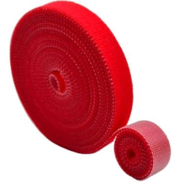 Imagem de Rolo de 5 metros x 15mm Abraçadeira fita Organizador Cabos Fios Dupla Face Enrolar (Vermelho,1 Rolo)