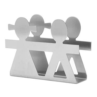 Imagem de CUOFYUNL Porta-guardanapos vertical para menino e menina, padrão oco, ferro forjado, metal, vertical, suporte de tecido, rack de armazenamento de mesa (Prata)