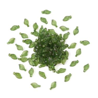 Imagem de Pingentes de folha de acrílico transparente verde fosco 50 g pingentes de contas para artesanato de primavera DIY colar grosso joias brincos pulseira acessórios para fabricação de joias 35,5 x 25,5 x