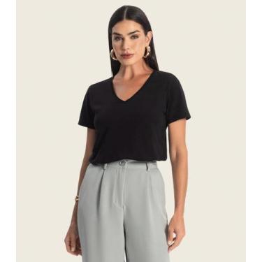 Imagem de Blusa Básica Feminina Meia Malha Rovitex Preto, GG, Preto