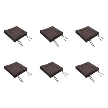 Imagem de Kit com 6 Almofadas Futon de Suede Liso 40x40cm - Assentos Confortáveis para Cadeiras, Bancos e Móveis, Duráveis e Decorativos (Marrom)
