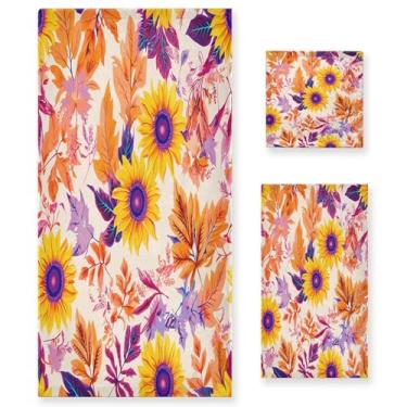 Imagem de xigua Conjunto de toalhas de banheiro com padrão floral absorvente macio 3 peças toalha de banho toalha de mão toalhas decorativas para banheiro, academia, hotel, praia, piscina