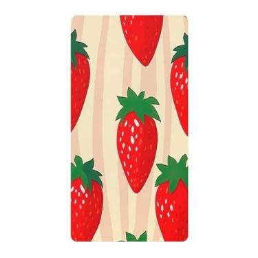 Imagem de Blueangle Lençol de berço padrão para berço infantil - Lençóis de algodão macio e respirável com estampa de morango (795)