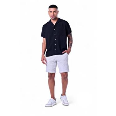 Imagem de Camisa Masculina Manga Curta Gola Hawaii Viscose Rabbitohs, G, Preto