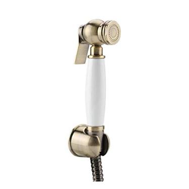Imagem de Pulverizador de bidê portátil para vaso sanitário, conjunto de fraldas de pano de banheiro de bronze verde kit de latão com mangueira de chuveiro de aço inoxidável e suporte para banho de animais de