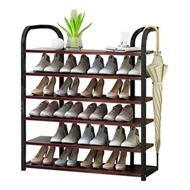 Imagem de Prateleira de sapato, organizador de sapato, 6 níveis, sapateira de madeira, organizador de armazenamento de torre de sapatos, prateleira de metal, prateleiras de flores, suporte de sapato (cor