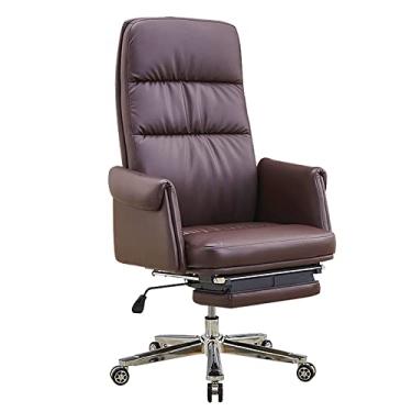 Imagem de Cadeira executiva ergonômica para jogos com ajuste de altura, cadeira de escritório com encosto alto com apoio para os pés, cadeira de escritório, suporte lombar, cadeira giratória de couro PU