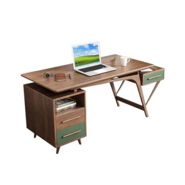 Imagem de Organizadores de mesa multifuncionais, mesa de escritório de 167 cm, mesa de trabalho com armário de armazenamento e gaveta, mesa de computador (tamanho único)