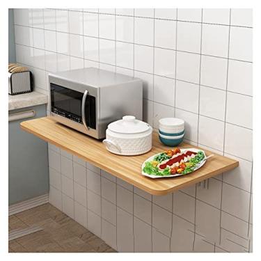Imagem de VRHUMTINGE Mesa dobrável montada na parede, mesa de jantar de cozinha flutuante com prateleiras, escritório em casa, quarto, mesa de computador com folhas suspensas