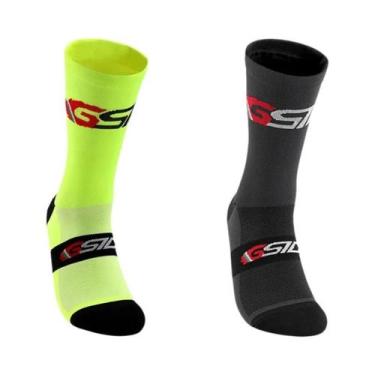 Imagem de Meias De Ciclismo Brancas E Pretas Até O Joelho, Compressão Para Bicic