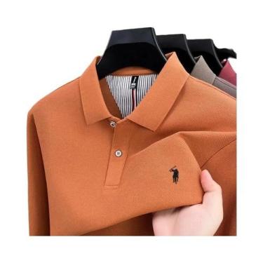 Imagem de Camisa Polo Masculina De Algodão Para Outono/Inverno, Manga Longa, Mod