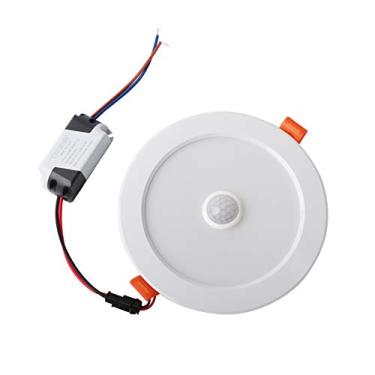 Imagem de Luz de teto LED com sensor de movimento, luminária embutida de 12 W, lâmpada embutida com sensor de corpo humano de 13,5 cm para entrada, escada, corredor, corredor, porão, branca,