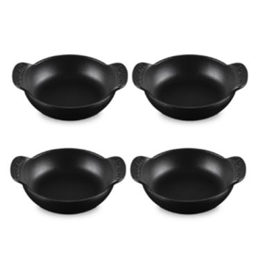 Imagem de CONJUNTO 4 PANELAS BUFFET LE CREUSET BASE GOURMAND SEM TAMPA 13CM EM FERRO FUNDIDO BLACK MATTE 20502130000425