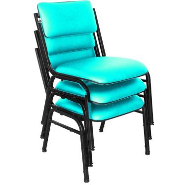 Imagem de Kit com 3 Cadeiras para Auditórios Linha Hotel Smart Verde
