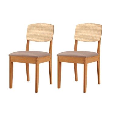 Imagem de Conjunto Com 2 Cadeiras MDF Copper Premium Linho Capuccino/Naturale