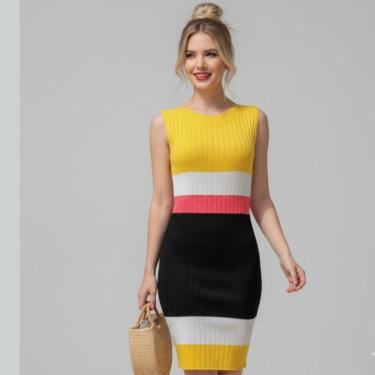 Imagem de Vestido Midi Tricot Listrado Gola Canoa-Feminino