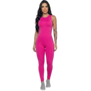 Imagem de Macacão Liso Sem Bojo Vekyo Suplex Roupa para Academia Treino Moda Fitness Musculação-Feminino