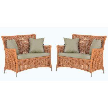 Imagem de 2 Sofás área Externa Igapó Alumínio Fendi Corda Náutica E7 Terra Cota