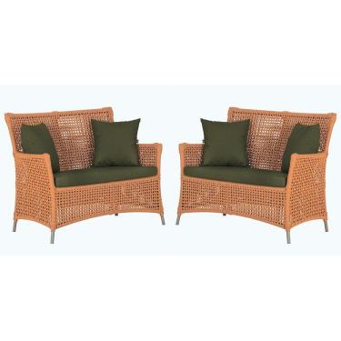 Imagem de 2 Sofás área Externa Igapó Alumínio Fendi Corda Náutica E13 Terra Cota