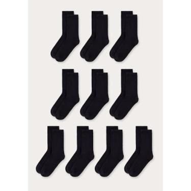 Imagem de Kit 10 Meias Em Algodão Cano Longo - Preto M - Hering Intimates, M