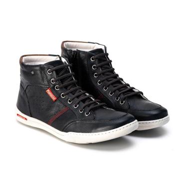 Imagem de Sapatênis Ranster Masculino Em Couro Cano Alto Preto 1006 PRETO-Masculino
