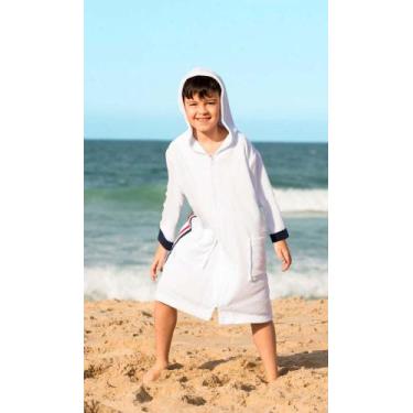 Imagem de Roupão Infantil Atoalhado Manga Longa com Zíper - Sogni Belli, Branco,