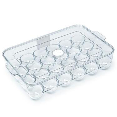 Imagem de Porta Ovos Com Tampa Geladeira Organizador 24 Ovos Empilhável - Idea