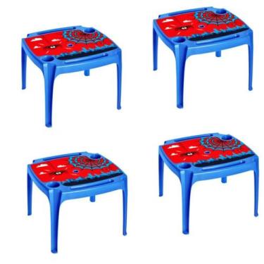 Imagem de 4 Mesinha Mesa Infantil Com Porta Copos Homem Aranha ul - Arqplast