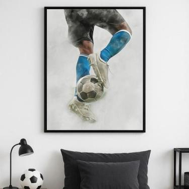 Imagem de Quadro Canvas Aquarela Futebol Drible - Quadros On-Line