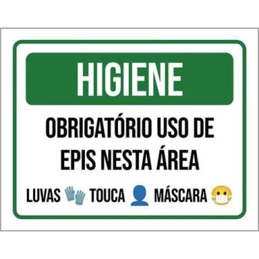 Imagem de Kit 10 Placas Obrigatório Luvas Touca Máscara Nesta Área - Sinalizo