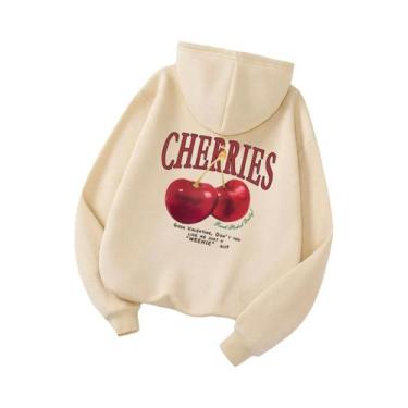Imagem de Moletom Unissex De Hip Hop Com Capuz, Estampa Divertida De Cerejas E D