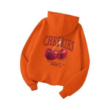 Imagem de Moletom Unissex De Hip Hop Com Capuz, Estampa Divertida De Cerejas E D