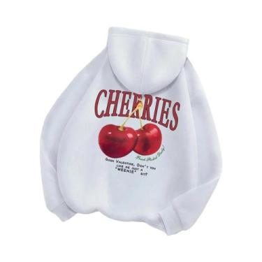 Imagem de Moletom Unissex De Hip Hop Com Capuz, Estampa Divertida De Cerejas E D
