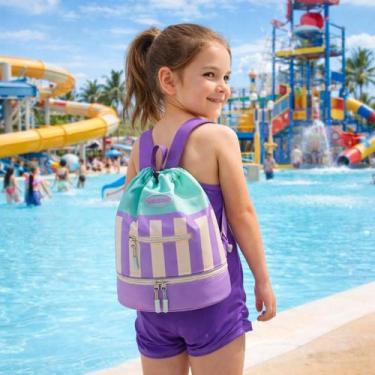 Imagem de Bolsa-mochila natação-praia-viagem multiuso listrada cor:lilás - AUROR