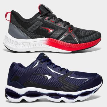 Imagem de Kit Tênis Tryon Blumen e Impacto Masculino, Marinho, Preto, 39