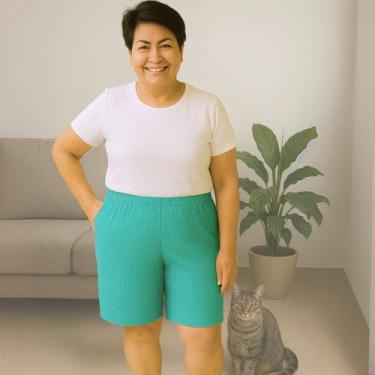 Imagem de Bermuda Plus Size Gorgurão Feminina Senhora Básica Lisa - Felicity, Ve