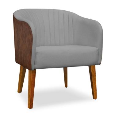 Imagem de Poltrona Cadeira Luiza Corano Nozes E Linho Cinza Sala De Jantar Recepção Escritório Do Lar Móveis E Decoração