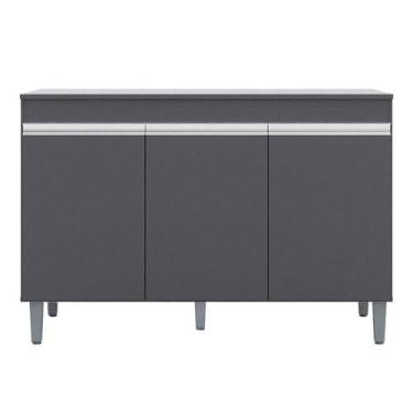 Imagem de Balcão de Cozinha Manu com Tampo 120 cm Cinza Fosco - AJL - AJL Móveis