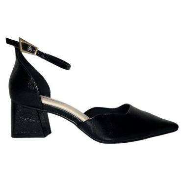 Imagem de Sapato scarpin bebecê salto bloco 3838-542, Preto verniz, 38