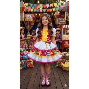 Imagem de Conjunto Junino Luxo Noiva/Noivinha Branco - Banana Club, Branco, 16