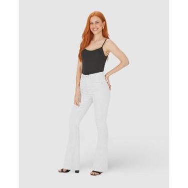 Imagem de Calça Flare Feminina Cintura Alta Em Sarja Com Elastano-Feminino