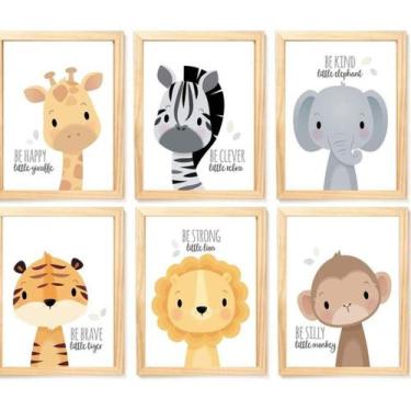 Imagem de Quadro Infantil Safari 6 Un A4 Vidro E Pendurador. - SHOPPINGNET