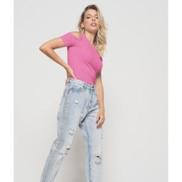 Imagem de Blusa Canelada Manga Curta Ombro Vazado Salvatore Fashion-Feminino